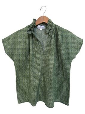 Never a Wallflower V-Neck Ruffle Short Sleeve Blouse